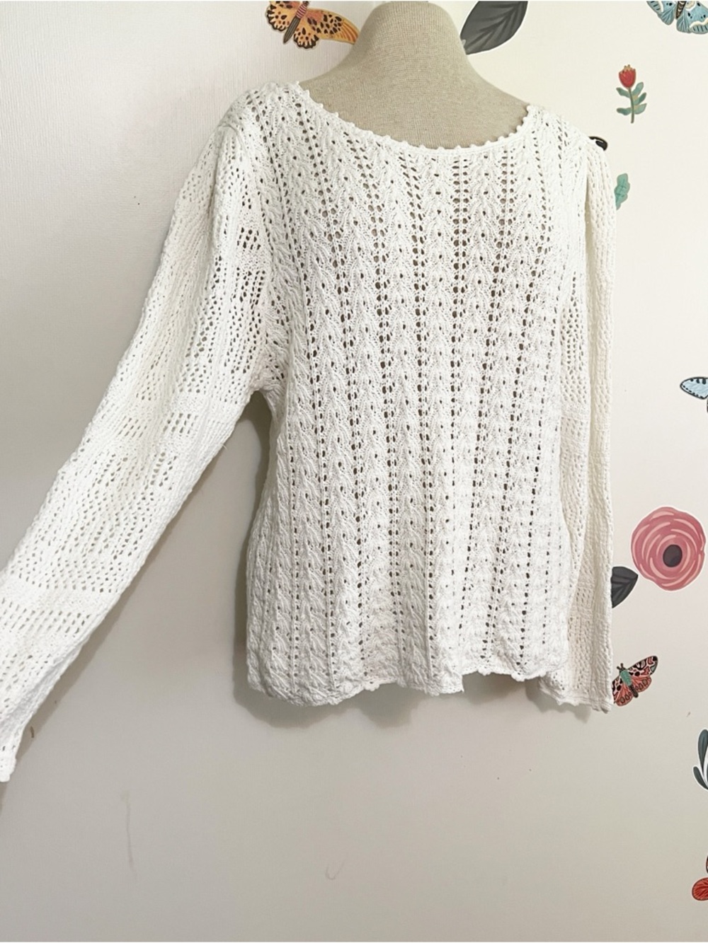 Wilfred White Open-Knit Scoop Neck Sweater L